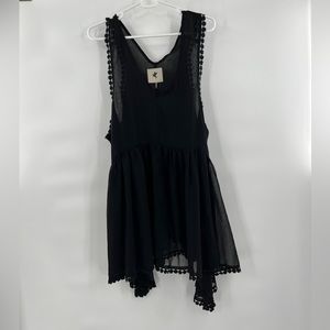 One teaspoon black blouse top tassel trim size L